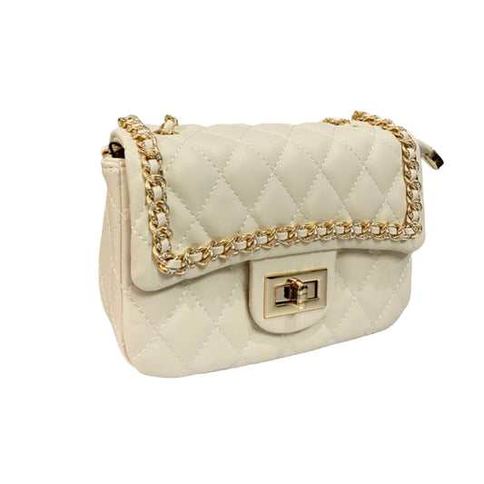 White Premium Leather Shoulder Bag for Women | Elegant Crossbody Handbag