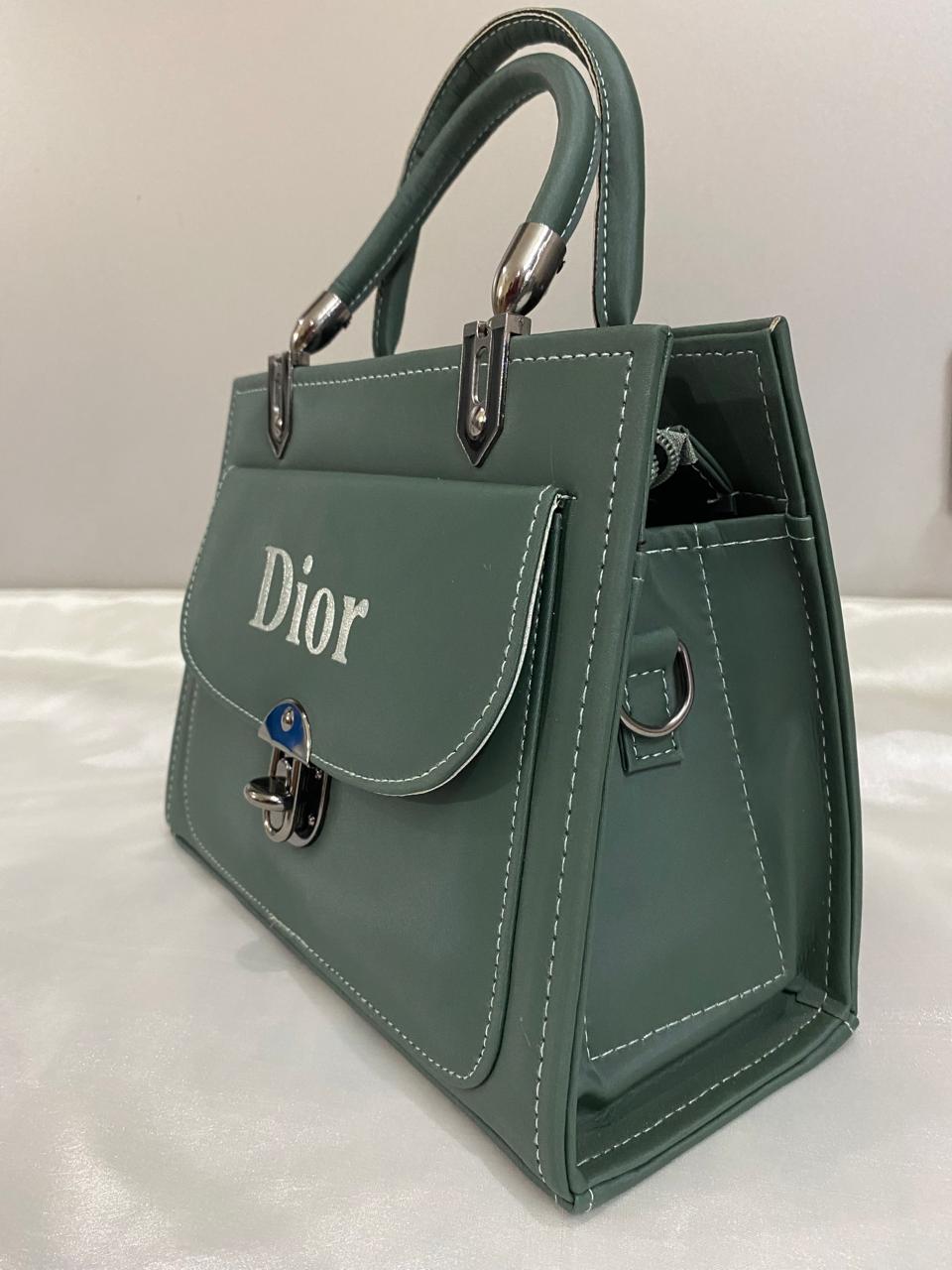 bag legant Green Top-Handle Handbag by Dior – Structured Flap Design with Silver-Tone Lock