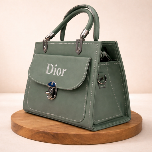 bag legant Green Top-Handle Handbag by Dior – Structured Flap Design with Silver-Tone Lock
