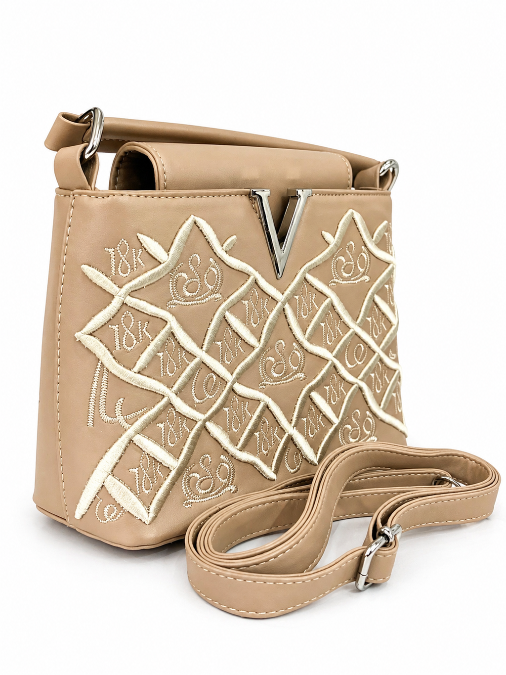 A Elegant Nude Mini Top-Handle Crossbody Bag