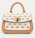 Elegant Beige & White Embroidered  Handle Bag