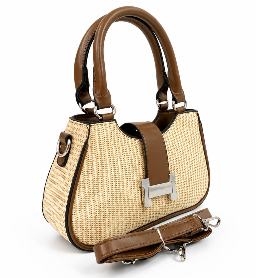 Elegant Woven Brown Handbag for Women
