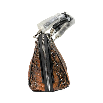 Luxury Caramel Croc-Embossed Women’s Handbag – Premium PU Leather | Elegant Top Handle Bag