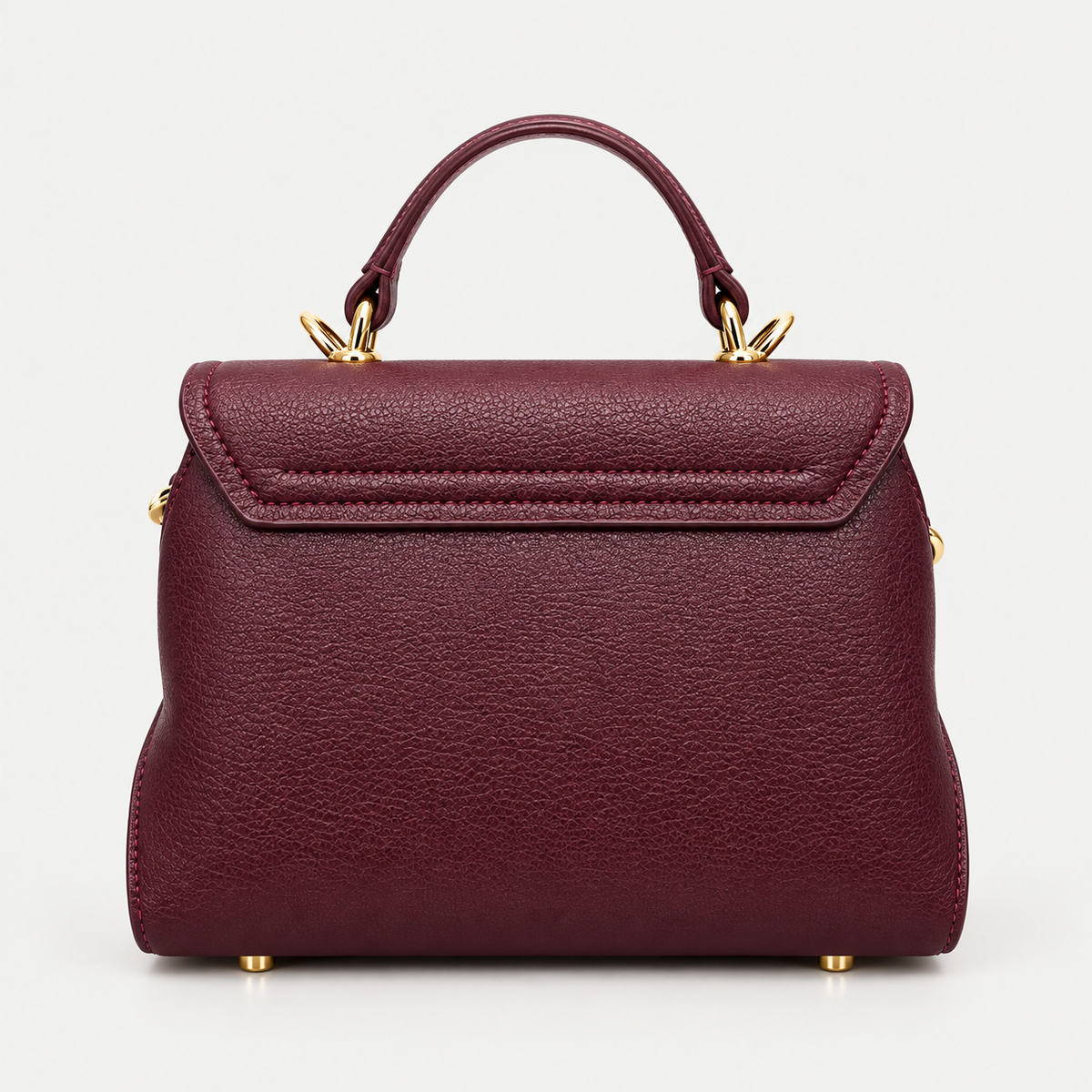 Elegant Burgundy Gold Lock Handbag