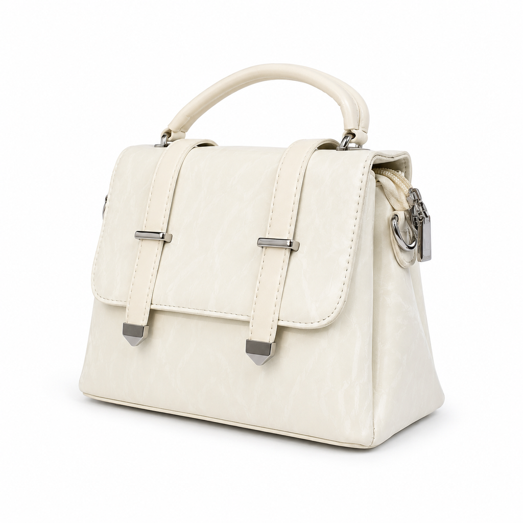 Elegant Ivory Structured Handbag For Everyday Style