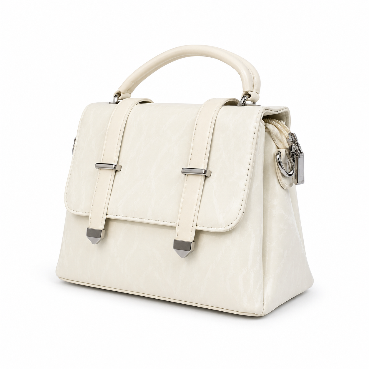 Elegant Ivory Structured Handbag For Everyday Style