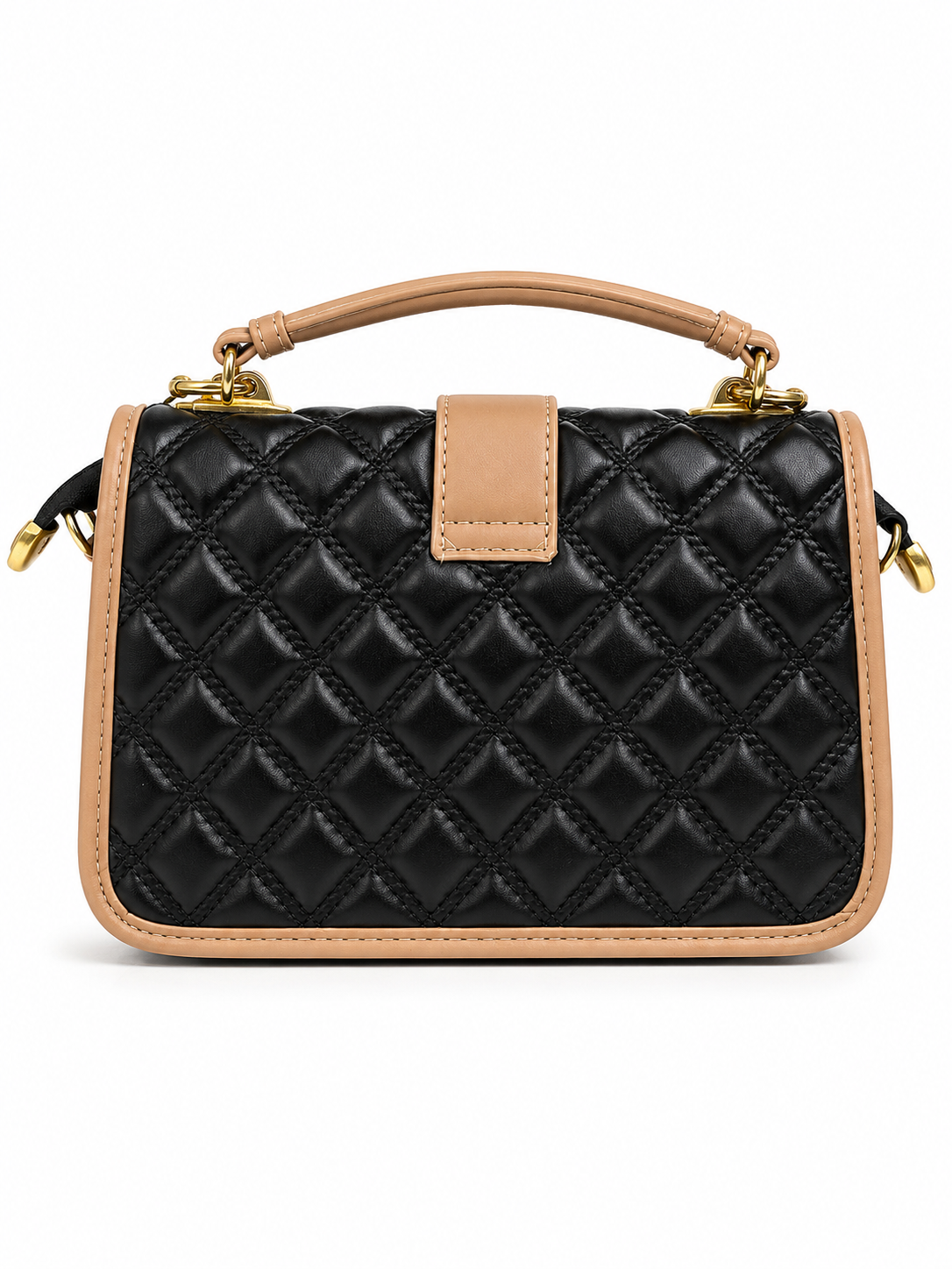 Quilted Black & Beige Luxe Handbag
