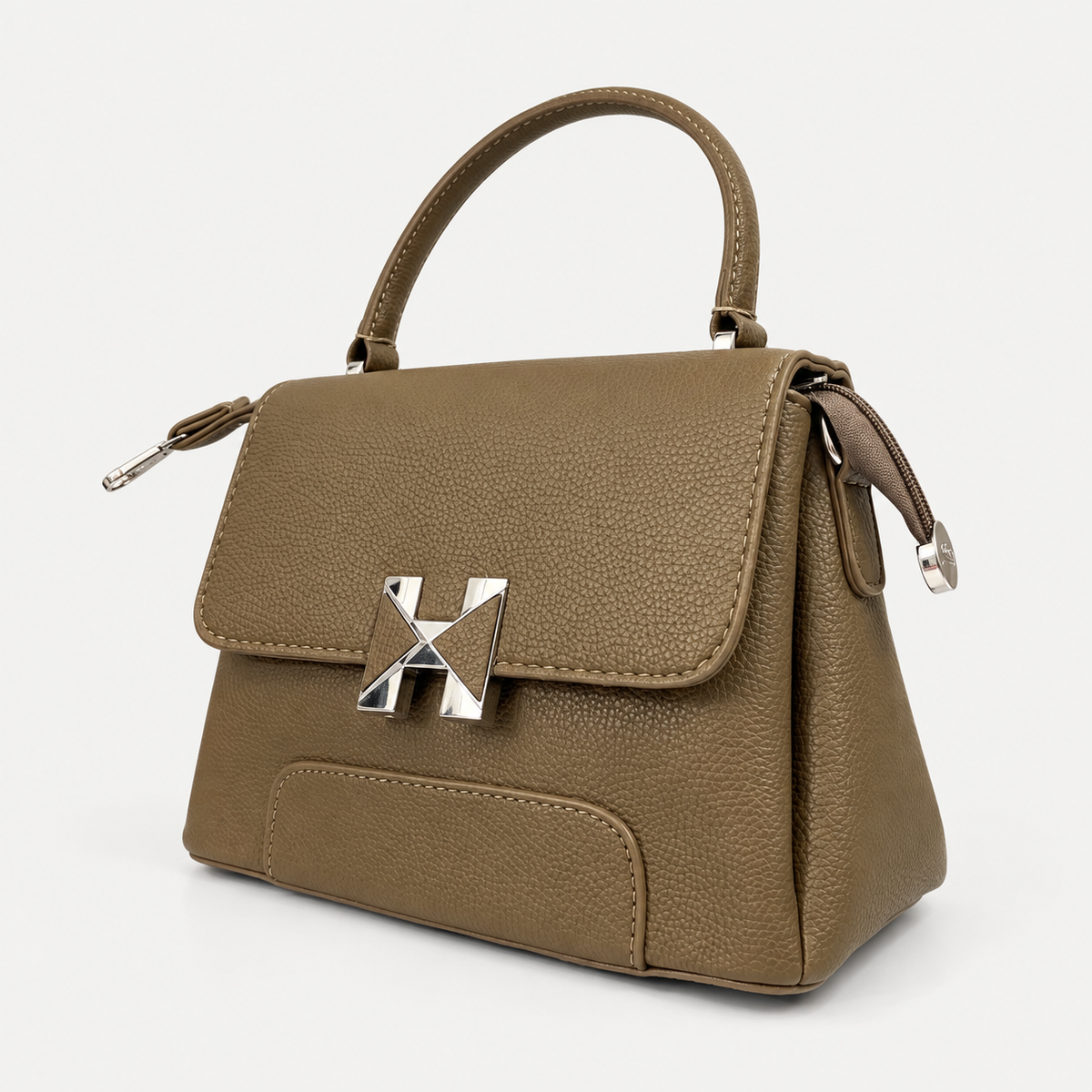 Elegant Pebbled Leather Top Handle Handbag