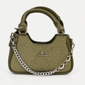 Elegant Olive Green PU Leather Textured Handbag