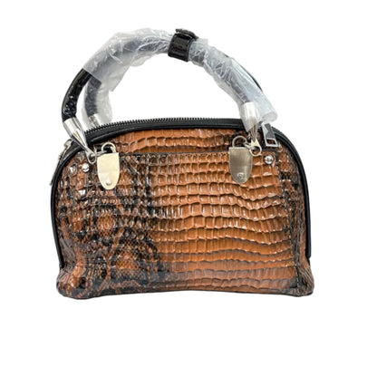 Luxury Caramel Croc-Embossed Women’s Handbag – Premium PU Leather | Elegant Top Handle Bag