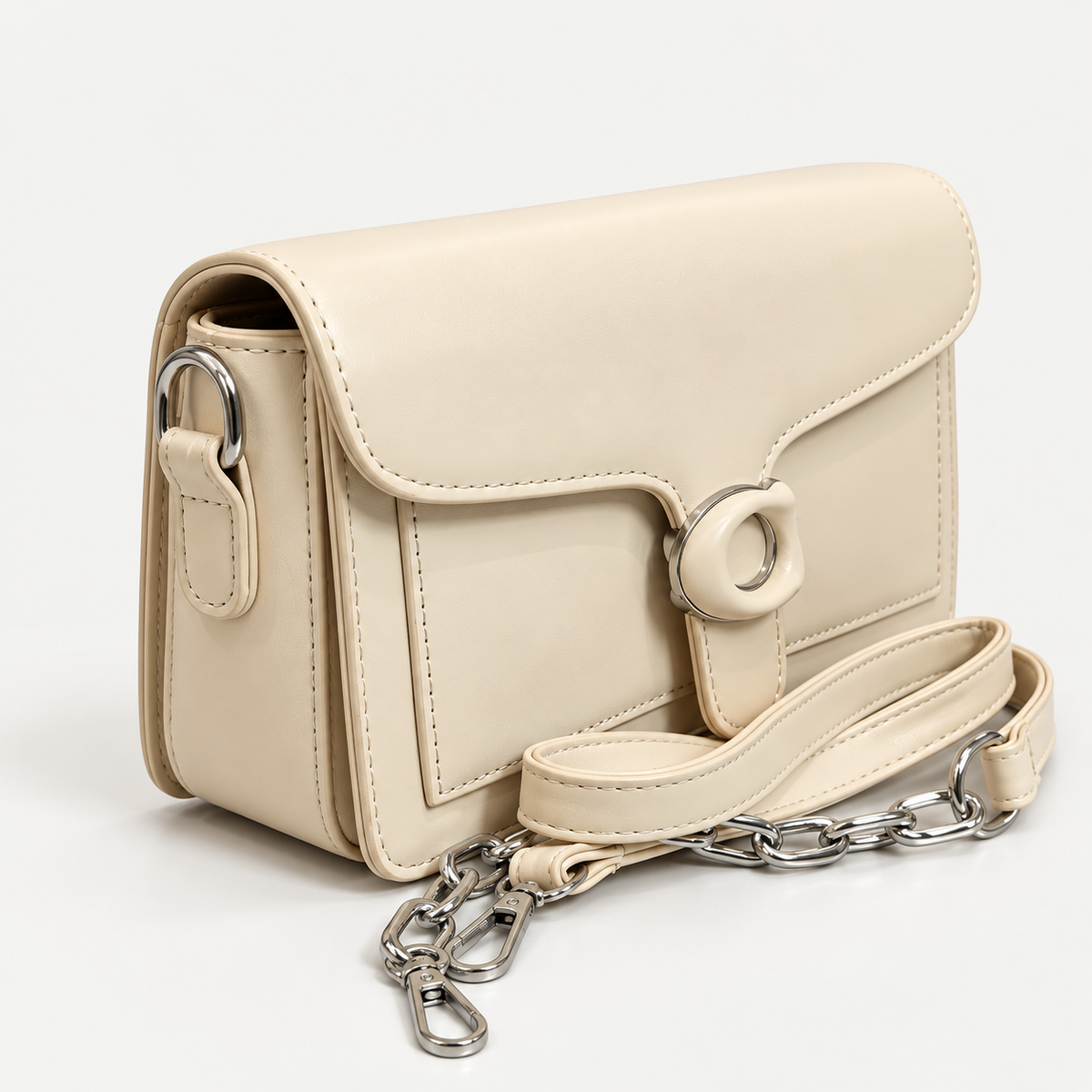 Elegant Cream Leather Shoulder Bag for Women