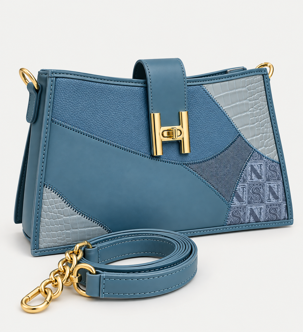 Elegant Teal Shoulder Bag with Gold Chain