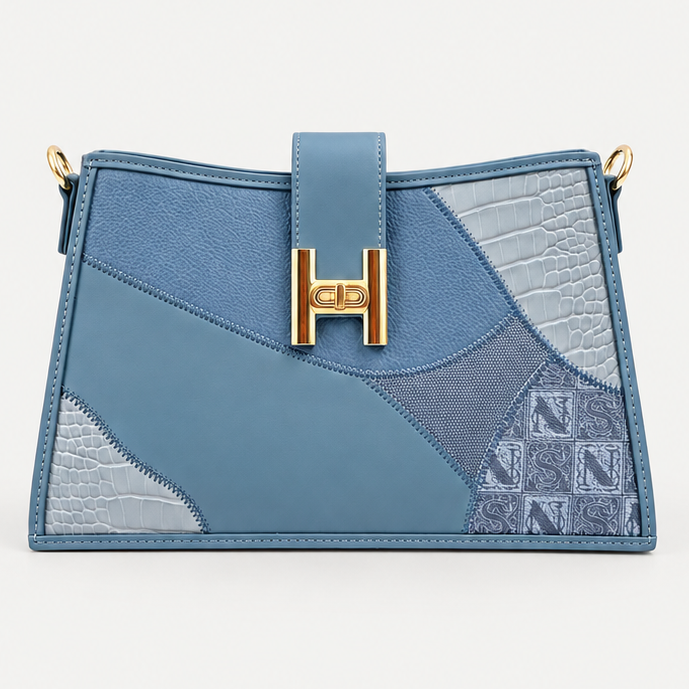 Elegant Teal Shoulder Bag with Gold Chain