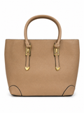 Classic Beige Pebbled Leather Tote Bag – Minimal Everyday Handbag