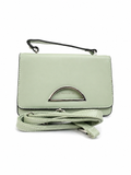 A Elegant Sage Green Mini Handbag with Silk Scarf & Dual Straps
