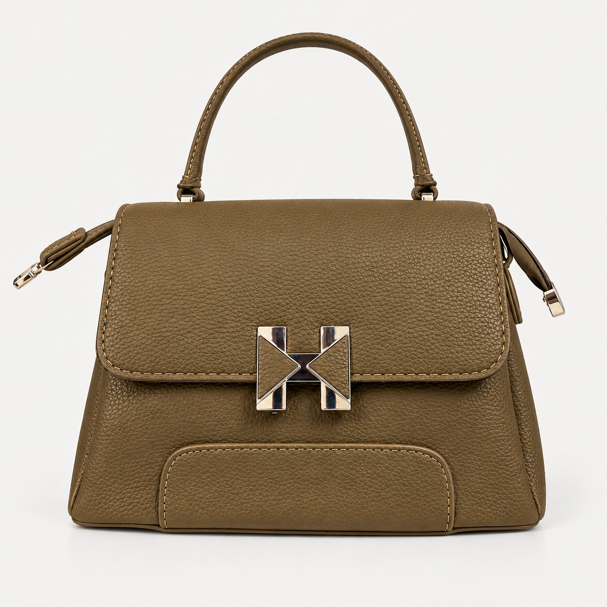 Elegant Pebbled Leather Top Handle Handbag