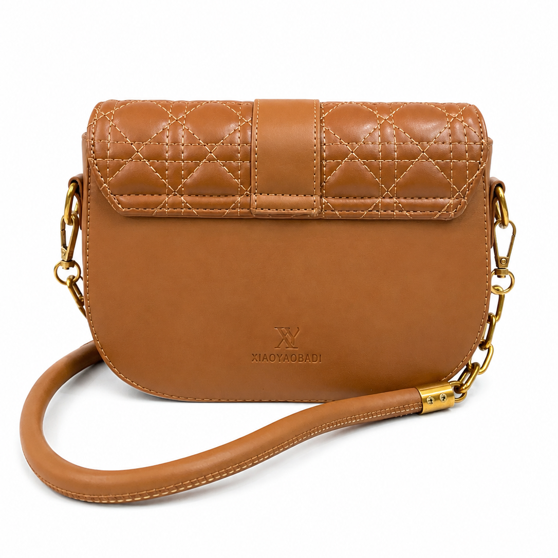 Caramel Quilted Crossbody Bag