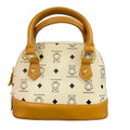 Elegant Cream Teddy Print Tan Handle Handbag