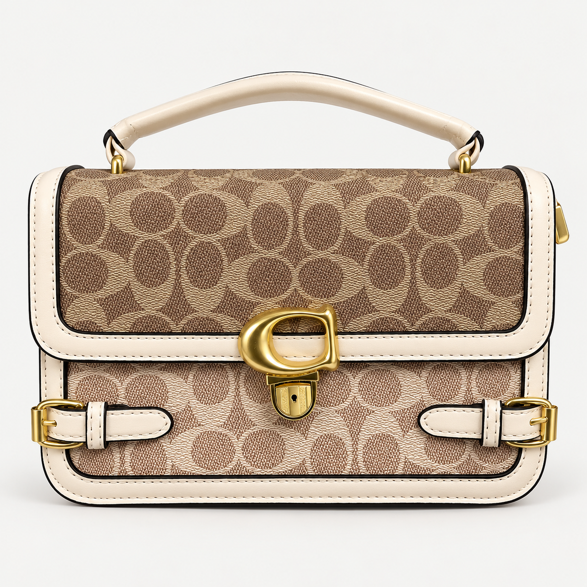 Elegant Cream & Brown Monogram Handbag