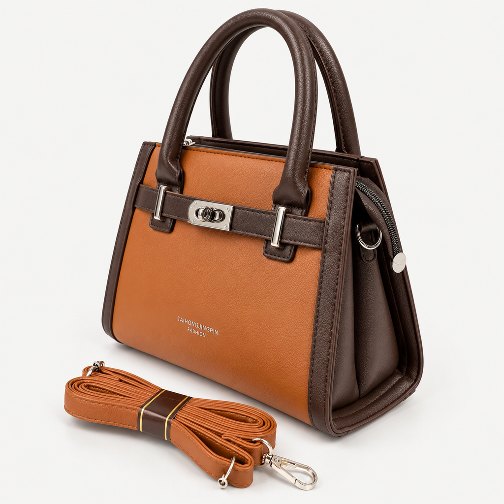 Elegant Tan & Brown Premium Handbag