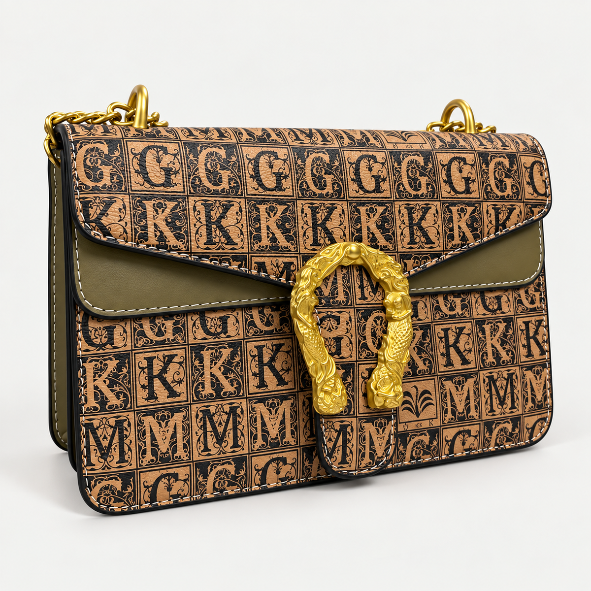 Elegant Vintage Monogram Shoulder Bag For Women