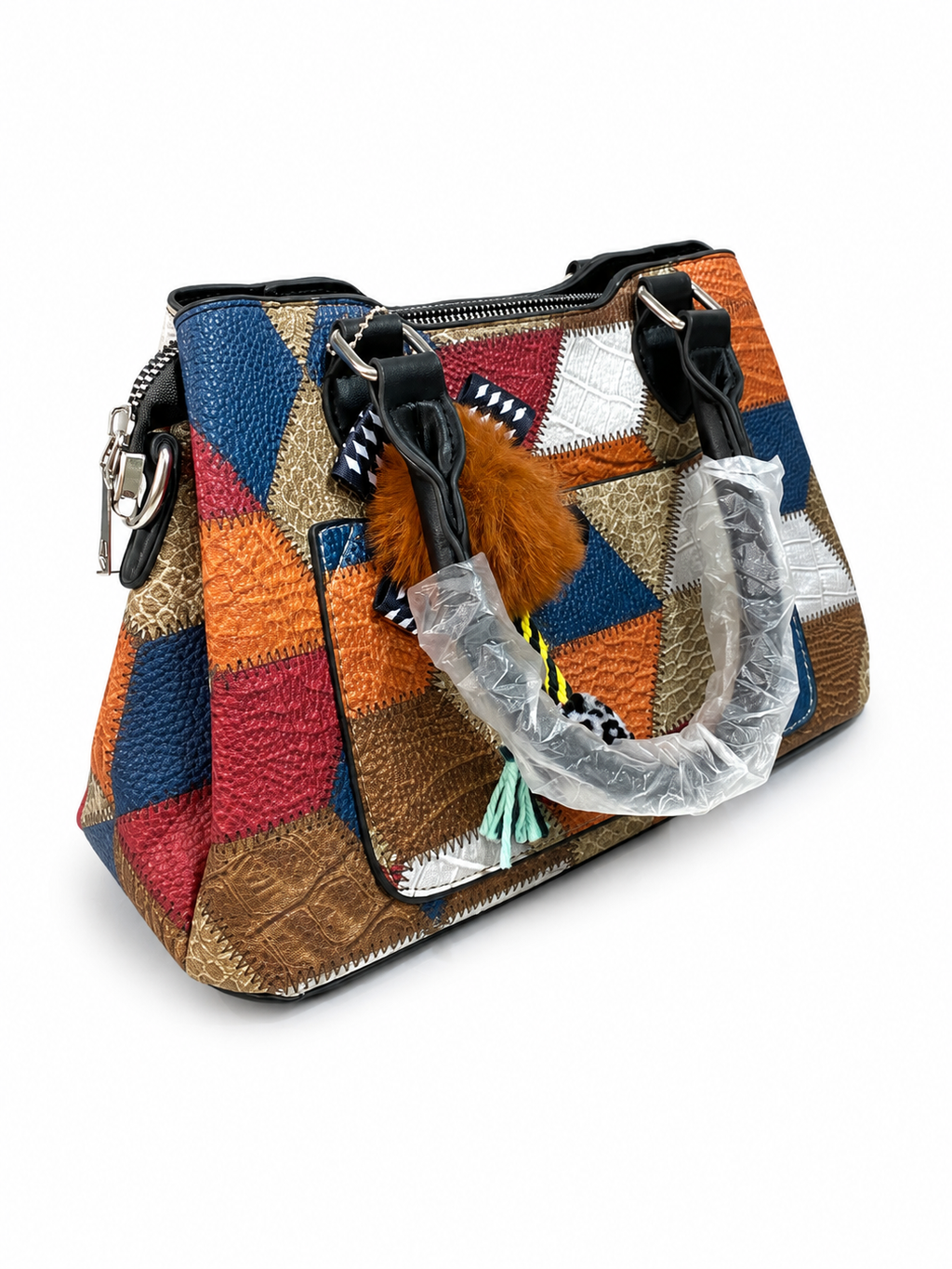 Multicolor Patchwork Charm Tote Bag