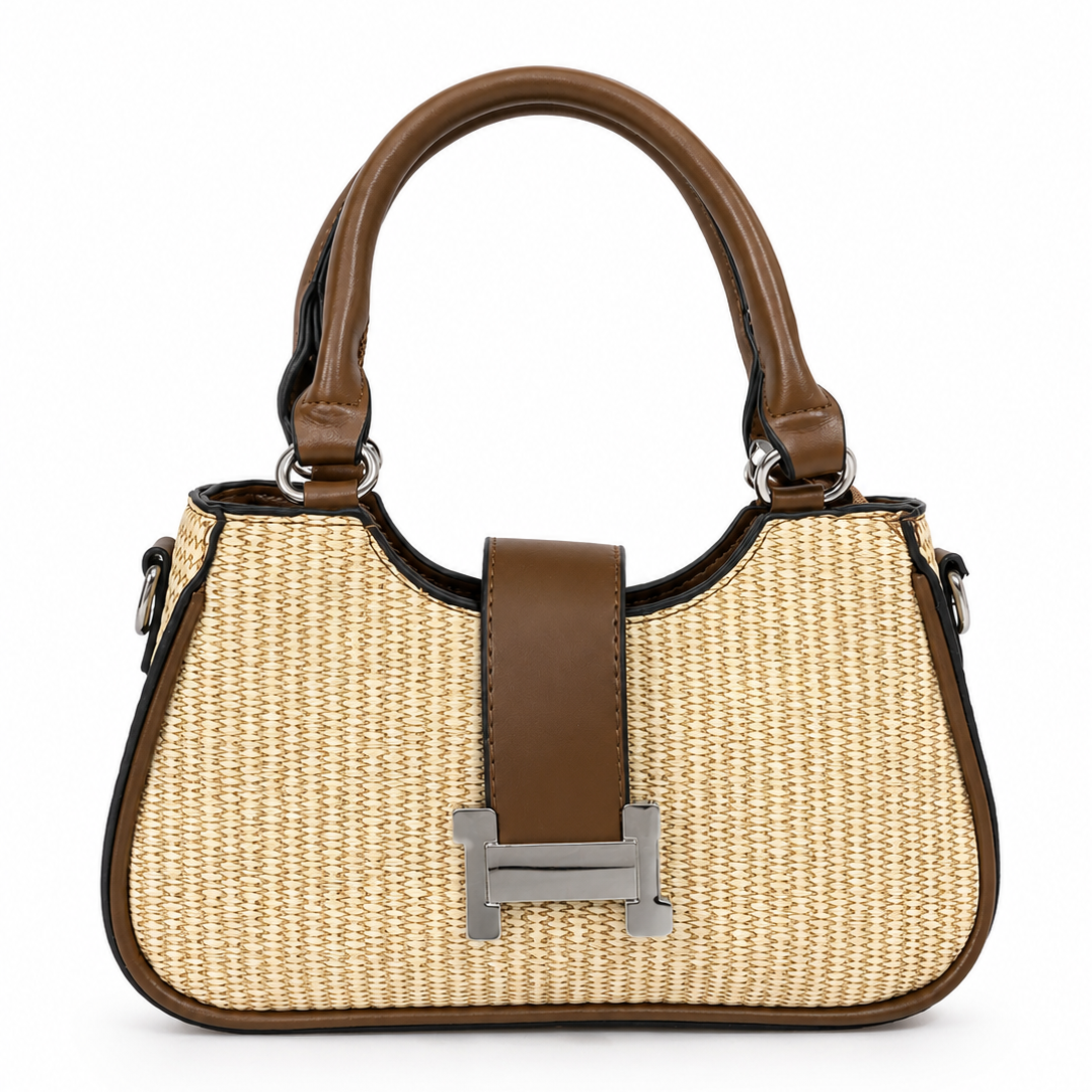 Elegant Woven Brown Handbag for Women