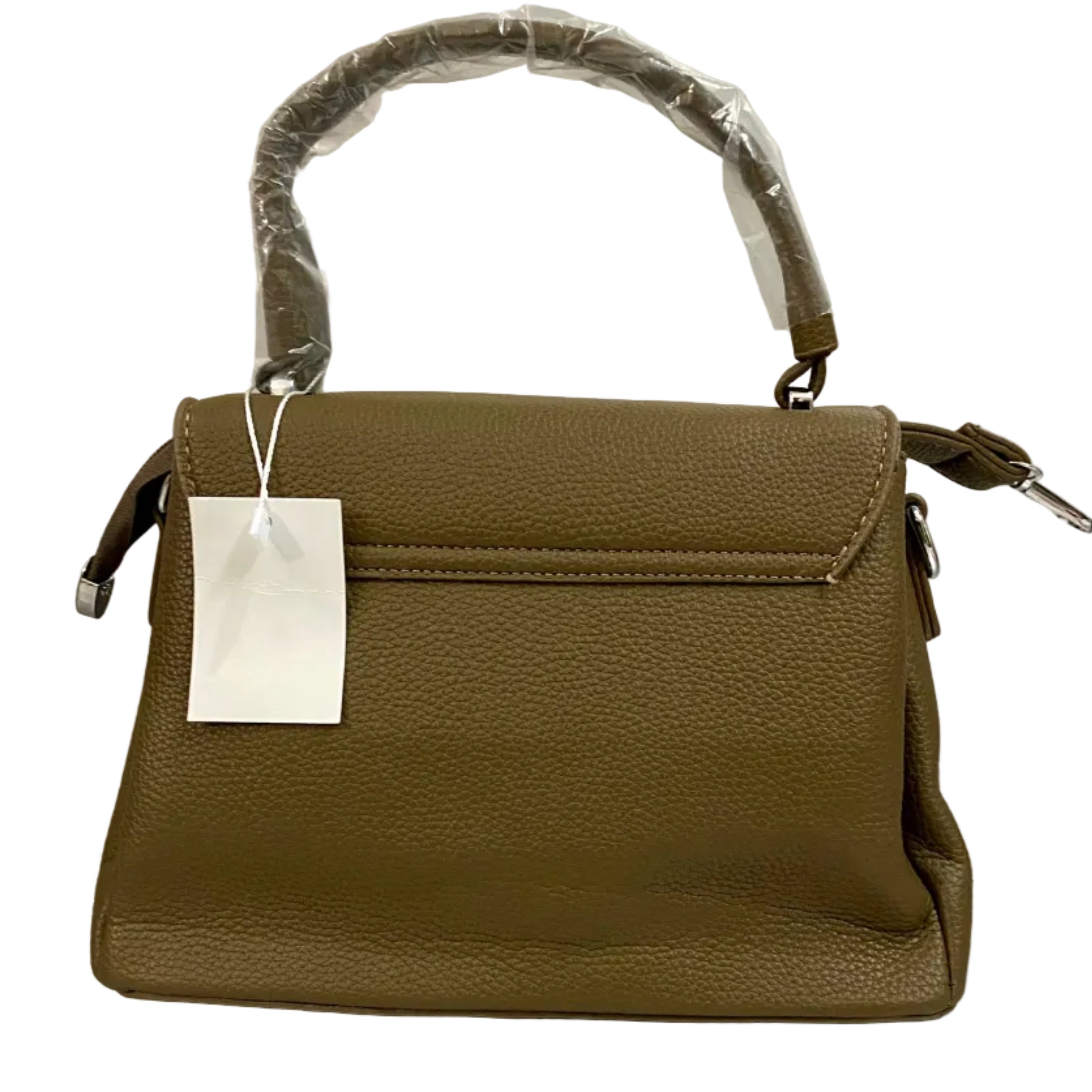 Taupe Structured Top-Handle Bag