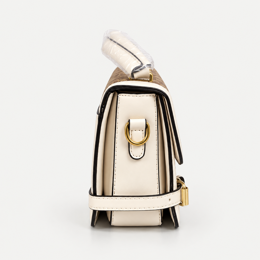 Elegant Cream & Brown Monogram Handbag
