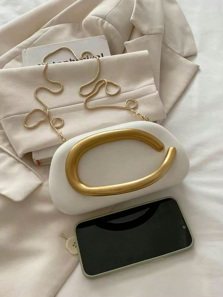 Elegant Gold Handle Mini with Shoulder Bag