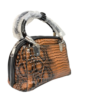 Luxury Caramel Croc-Embossed Women’s Handbag – Premium PU Leather | Elegant Top Handle Bag