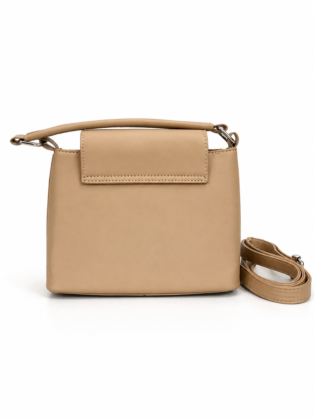 Elegant Beige Embroidered Bucket & Crossbody Handbag