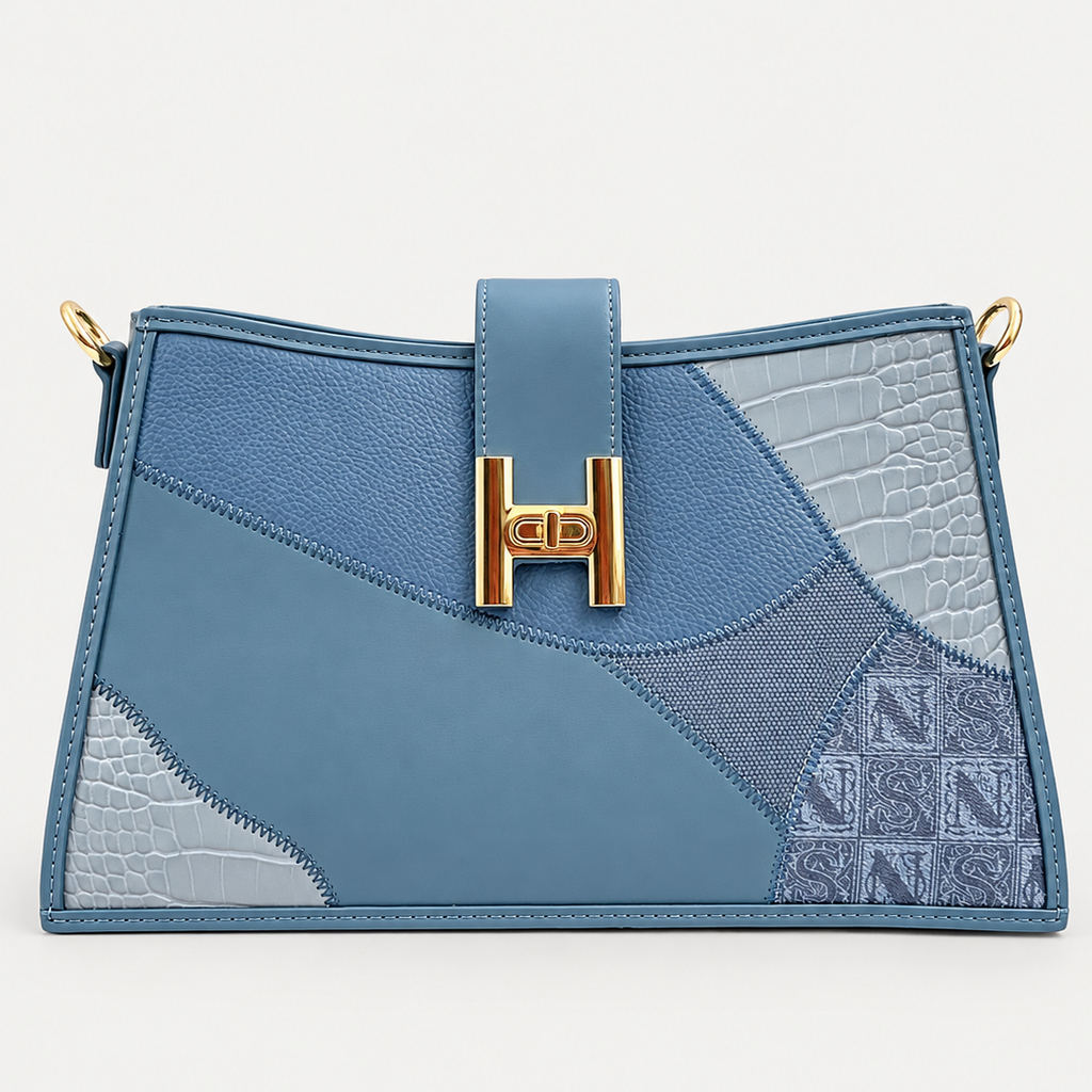 Elegant Teal Shoulder Bag with Gold Chain