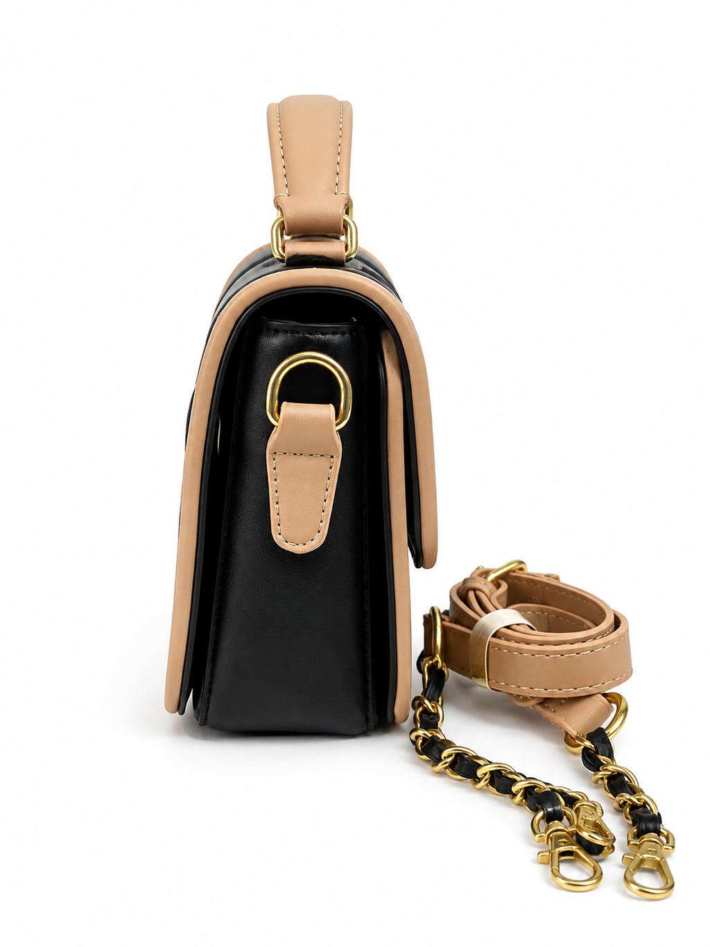 Quilted Black & Beige Luxe Handbag