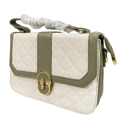 Elegant Green & White Women’s Handbag | Premium PU Leather Crossbody & Shoulder Bag