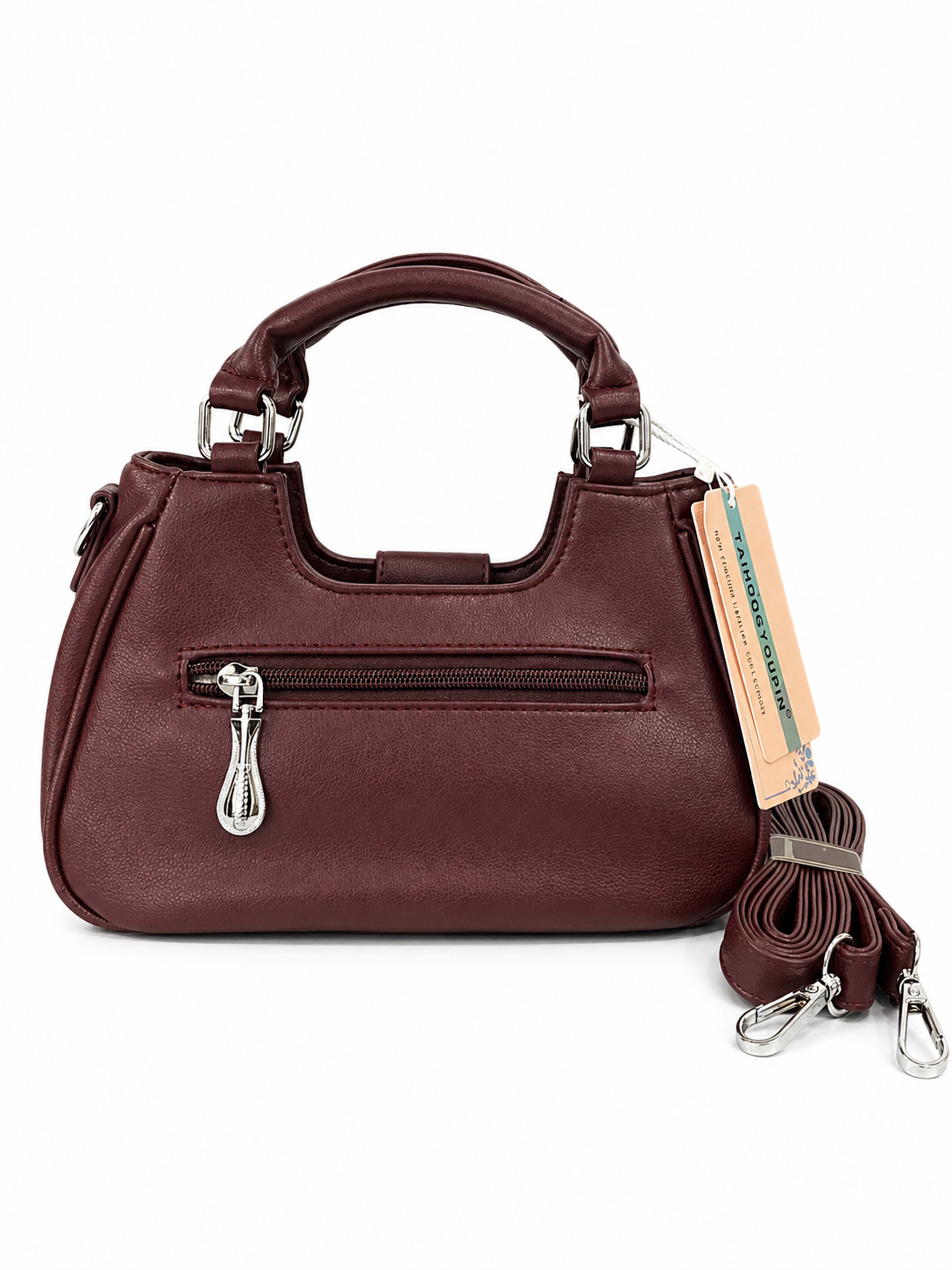 A red Mini Leather Handbag – Burgundy | Top Handle Crossbody Bag