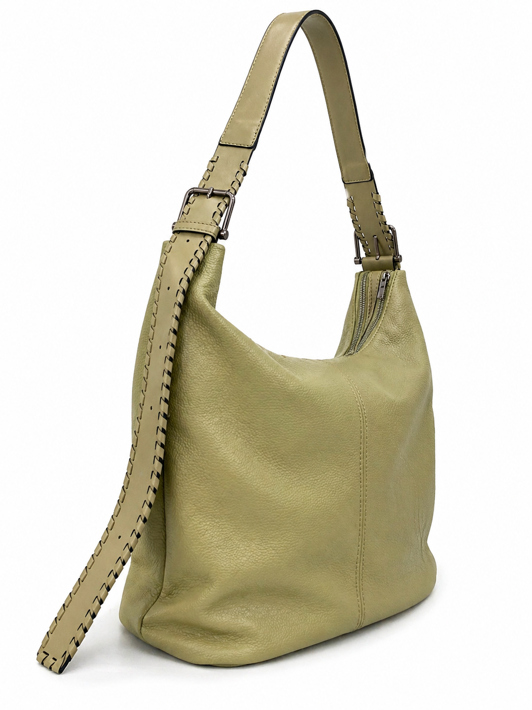 Elegant Olive Green Slouchy Hobo Shoulder Bag with Adjustable Strap