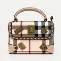 Premium Beige Plaid Top-Handle Handbag