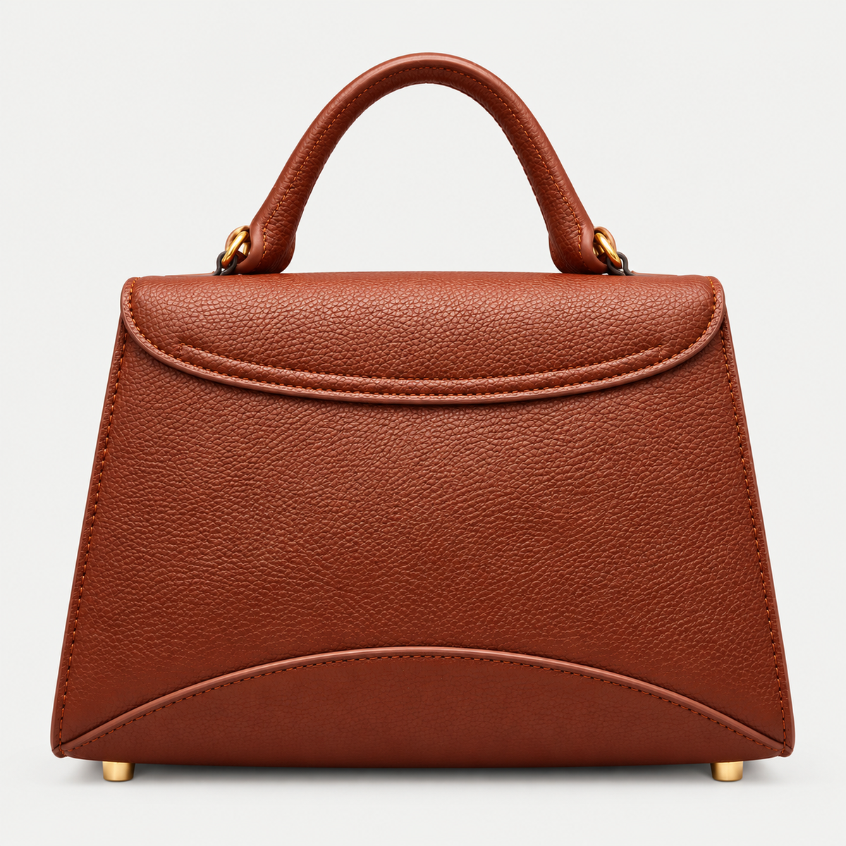 Elegant Textured Brown Structured Handbag