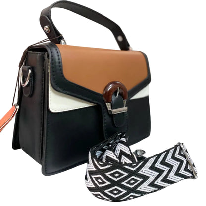 Luxury Black & Brown Women’s Handbag | Premium PU Leather Crossbody & Shoulder Bag