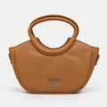 Caramel Brown  Leather Handbag with Cherry Charm