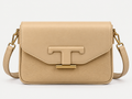 Elegant Beige Crossbody Bag with Gold-Tone Details