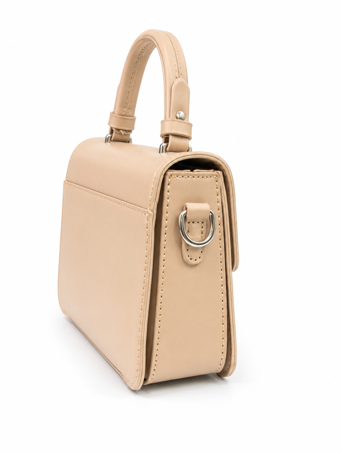 Elegant Beige Classic Top Handle Handbag