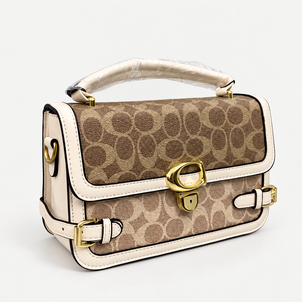Elegant Cream & Brown Monogram Handbag
