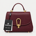 Elegant Burgundy Gold Lock Handbag
