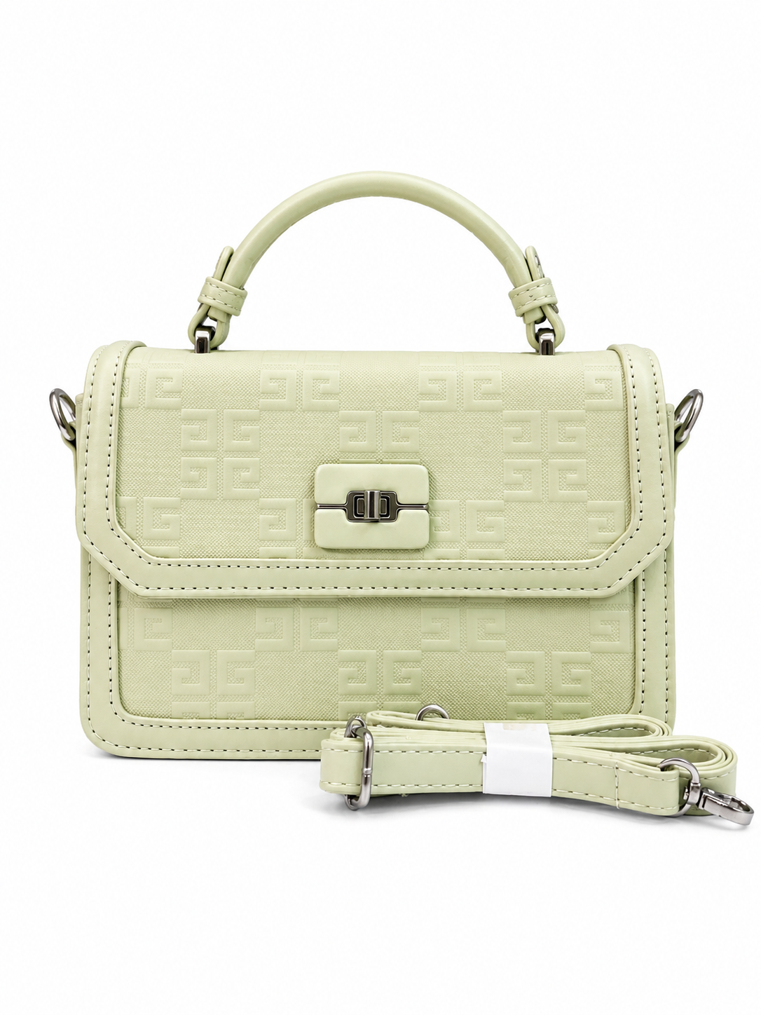 Luxury Mint Geometric Pattern Top Handle Bag