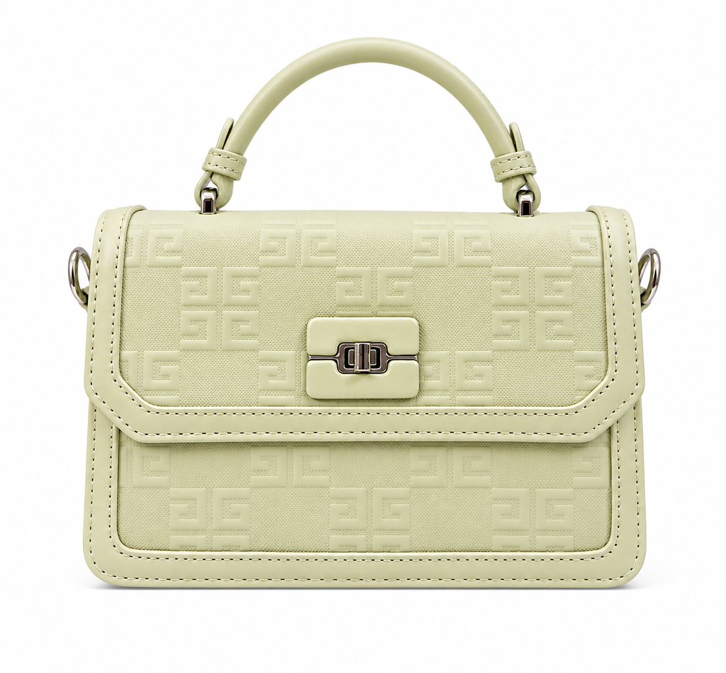 Luxury Mint Geometric Pattern Top Handle Bag