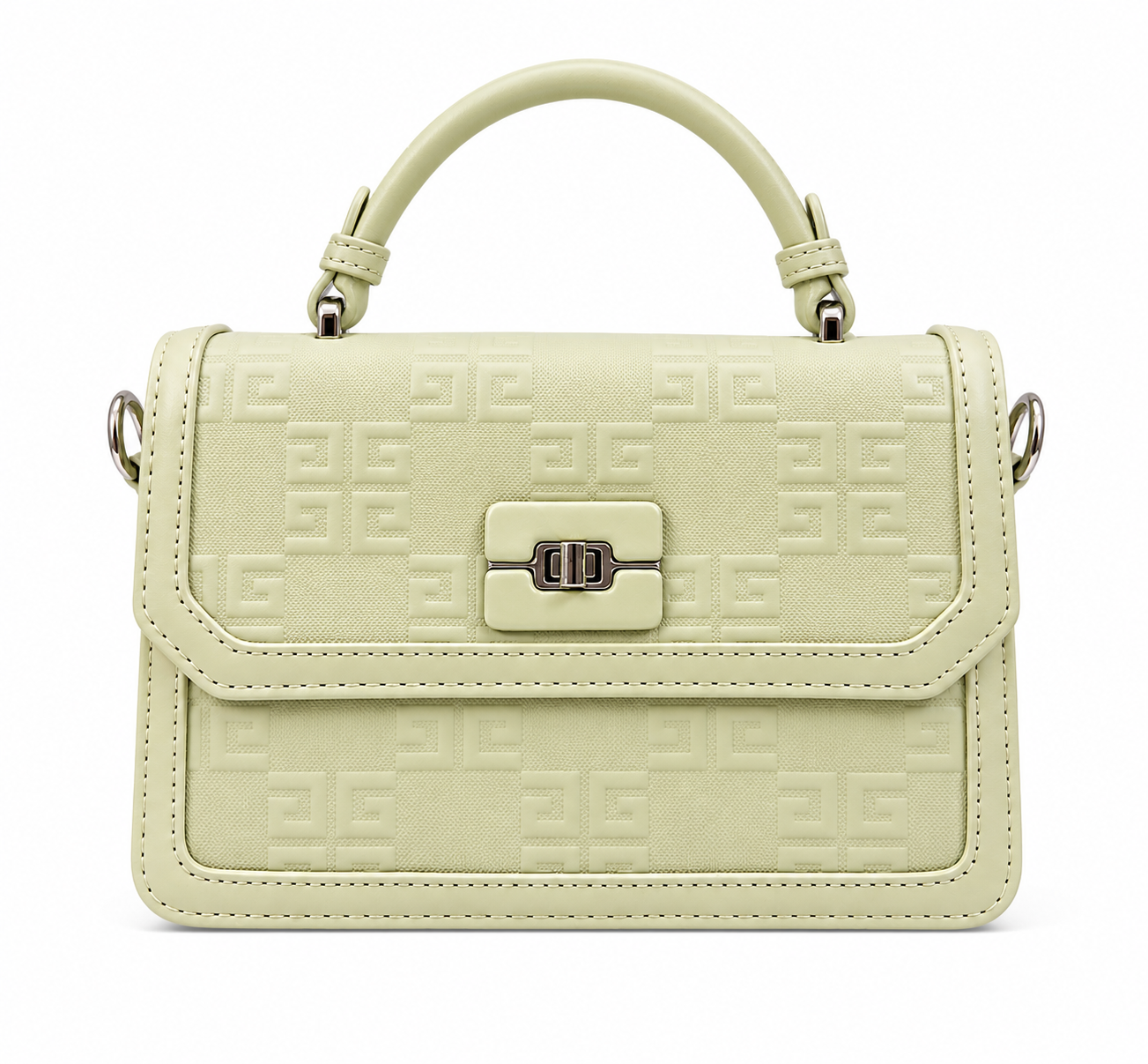 Luxury Mint Geometric Pattern Top Handle Bag