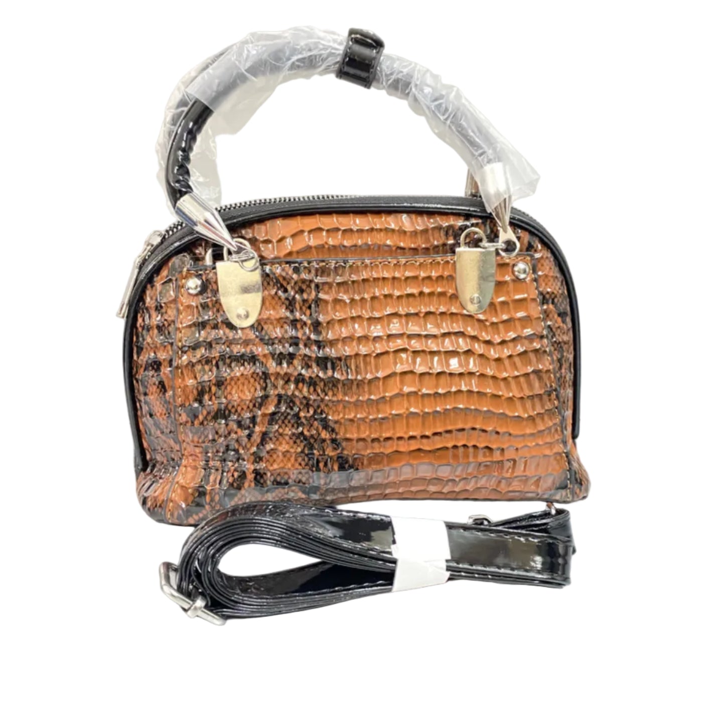 Luxury Caramel Croc-Embossed Women’s Handbag – Premium PU Leather | Elegant Top Handle Bag