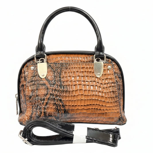 Luxury Caramel Croc-Embossed Women’s Handbag – Premium PU Leather | Elegant Top Handle Bag